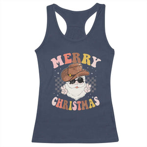 Christmas Cowboy Racerback Tank Top Vintage 90s Western Groovy Santa Claus Xmas Vibes - African Pride