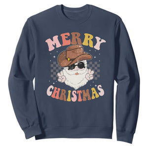 Christmas Cowboy Sweatshirt Vintage 90s Western Groovy Santa Claus Xmas Vibes - African Pride