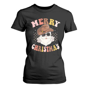 Christmas Cowboy T Shirt For Women Vintage 90s Western Groovy Santa Claus Xmas Vibes - African Pride