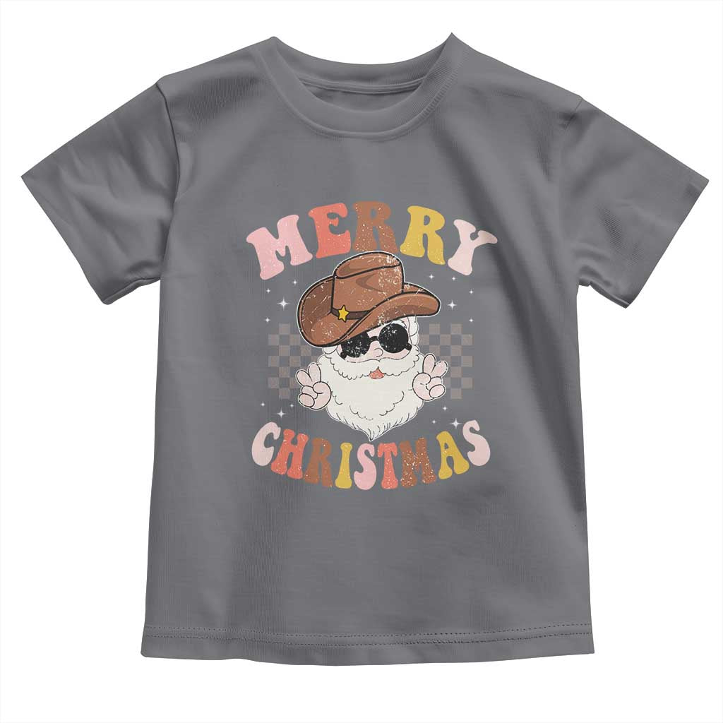 Christmas Cowboy Toddler T Shirt Vintage 90s Western Groovy Santa Claus Xmas Vibes - African Pride