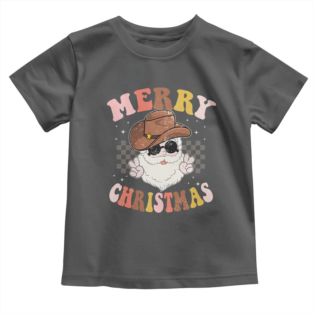 Christmas Cowboy Toddler T Shirt Vintage 90s Western Groovy Santa Claus Xmas Vibes - African Pride