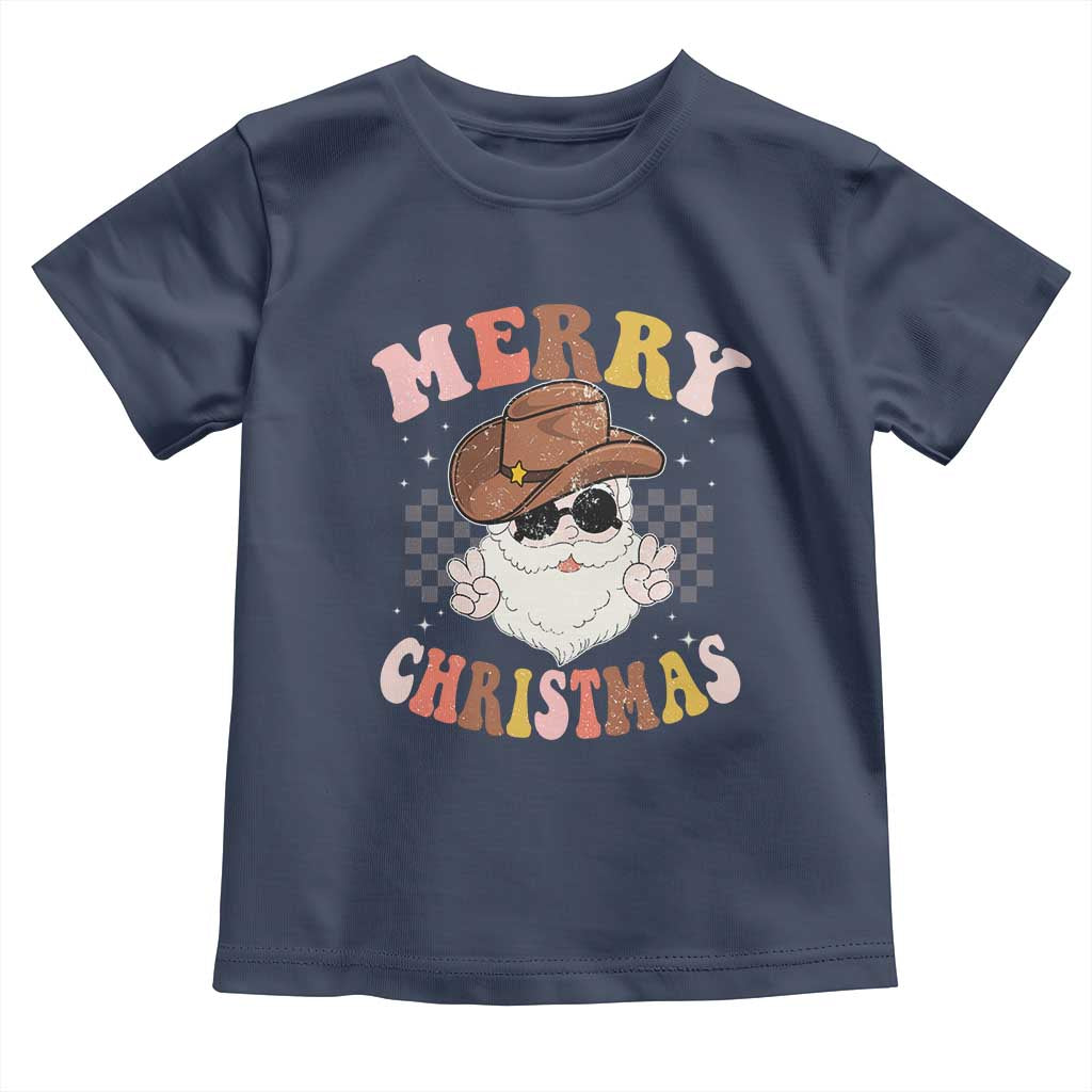Christmas Cowboy Toddler T Shirt Vintage 90s Western Groovy Santa Claus Xmas Vibes - African Pride