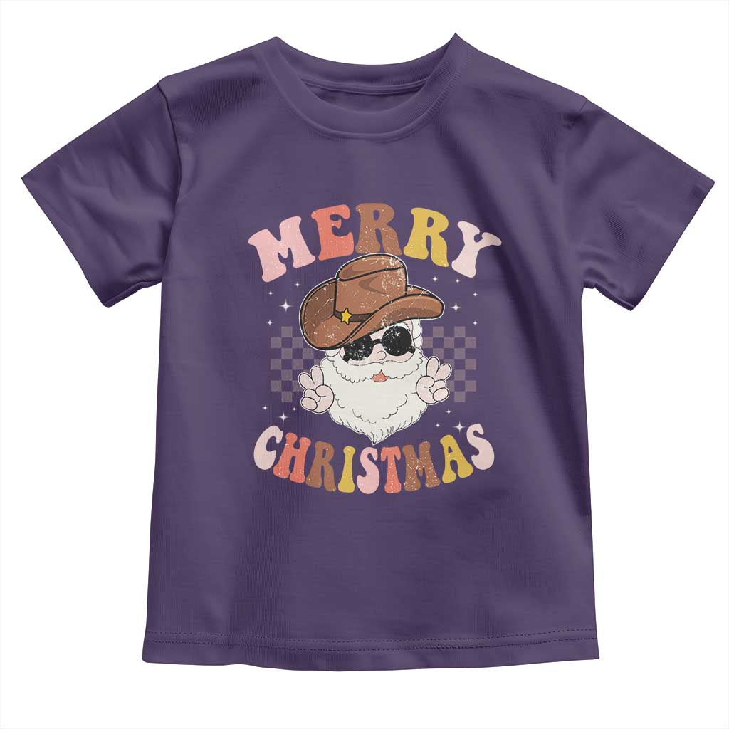 Christmas Cowboy Toddler T Shirt Vintage 90s Western Groovy Santa Claus Xmas Vibes - African Pride