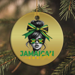 Proud Jamaican Girl Christmas Ornament Jamaica Messy Bun Retro Vintage Jamaican Flag - African Pride
