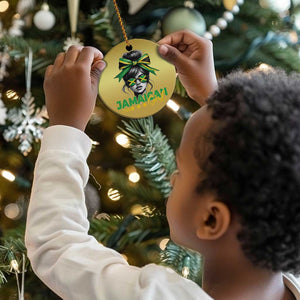Proud Jamaican Girl Christmas Ornament Jamaica Messy Bun Retro Vintage Jamaican Flag - African Pride