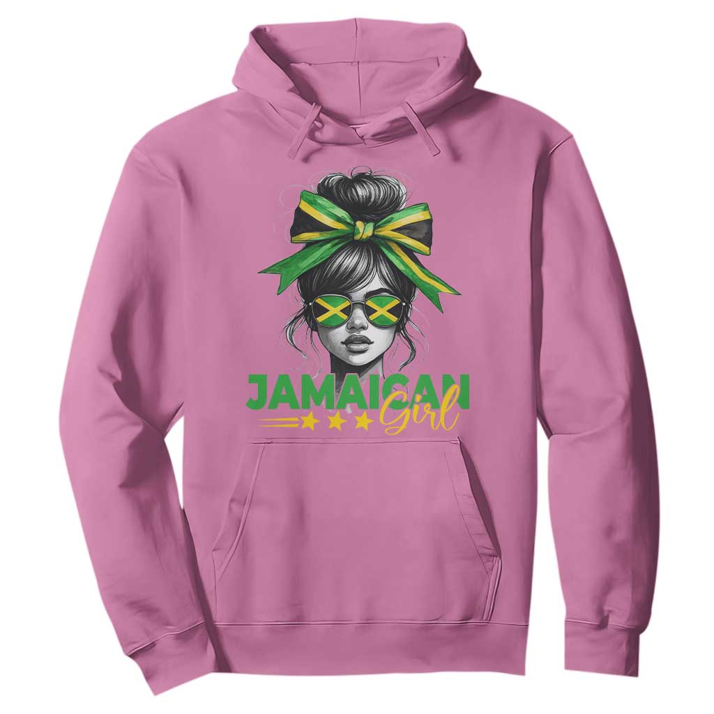 Proud Jamaican Girl Hoodie Jamaica Messy Bun Retro Vintage Jamaican Flag - African Pride