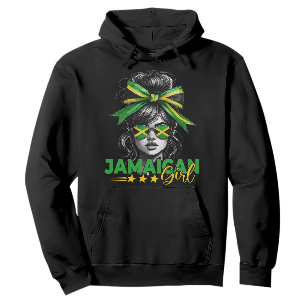 Proud Jamaican Girl Hoodie Jamaica Messy Bun Retro Vintage Jamaican Flag - African Pride