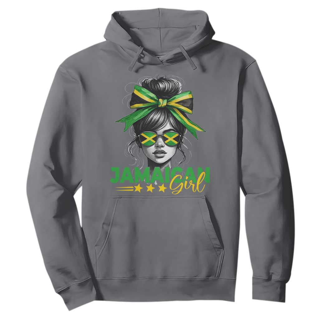 Proud Jamaican Girl Hoodie Jamaica Messy Bun Retro Vintage Jamaican Flag - African Pride