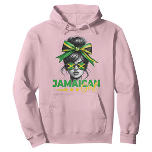 Proud Jamaican Girl Hoodie Jamaica Messy Bun Retro Vintage Jamaican Flag - African Pride