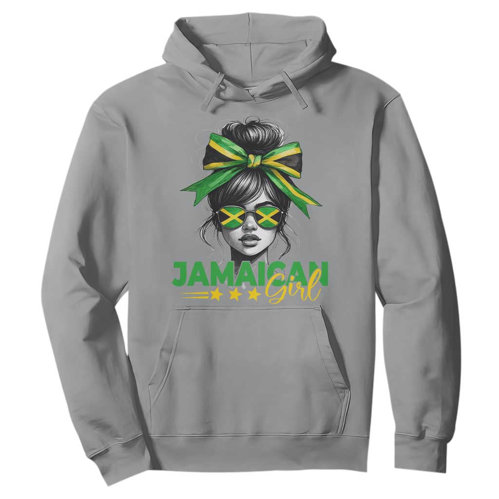 Proud Jamaican Girl Hoodie Jamaica Messy Bun Retro Vintage Jamaican Flag - African Pride