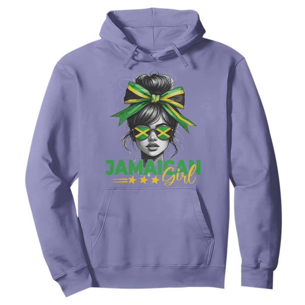 Proud Jamaican Girl Hoodie Jamaica Messy Bun Retro Vintage Jamaican Flag - African Pride