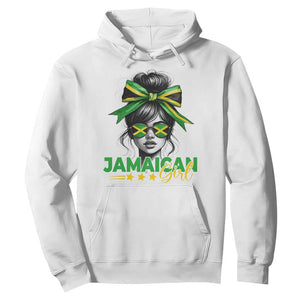 Proud Jamaican Girl Hoodie Jamaica Messy Bun Retro Vintage Jamaican Flag - African Pride