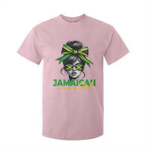 Proud Jamaican Girl T Shirt For Kid Jamaica Messy Bun Retro Vintage Jamaican Flag - African Pride