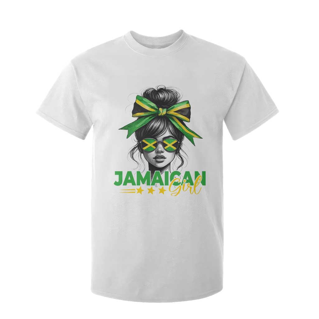 Proud Jamaican Girl T Shirt For Kid Jamaica Messy Bun Retro Vintage Jamaican Flag - African Pride
