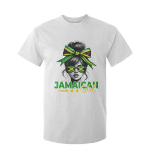 Proud Jamaican Girl T Shirt For Kid Jamaica Messy Bun Retro Vintage Jamaican Flag - African Pride