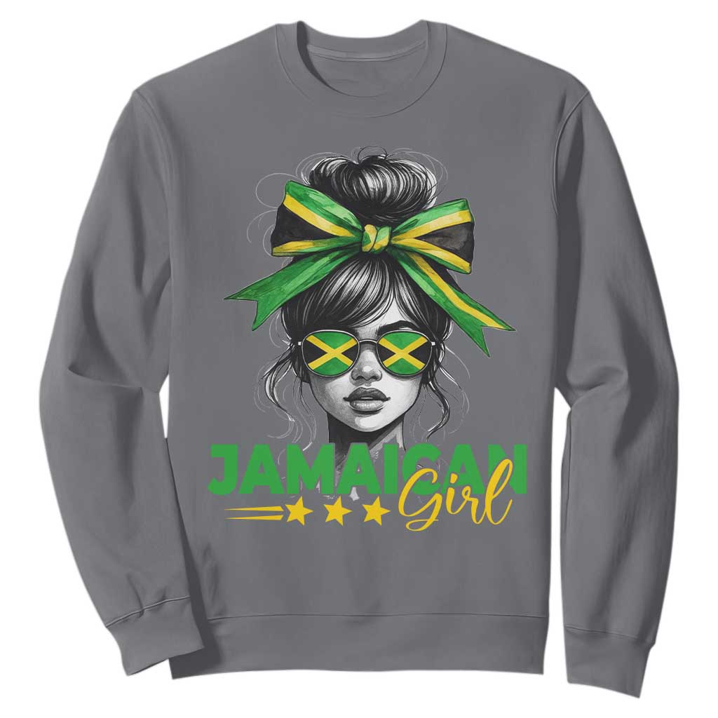 Proud Jamaican Girl Sweatshirt Jamaica Messy Bun Retro Vintage Jamaican Flag - African Pride