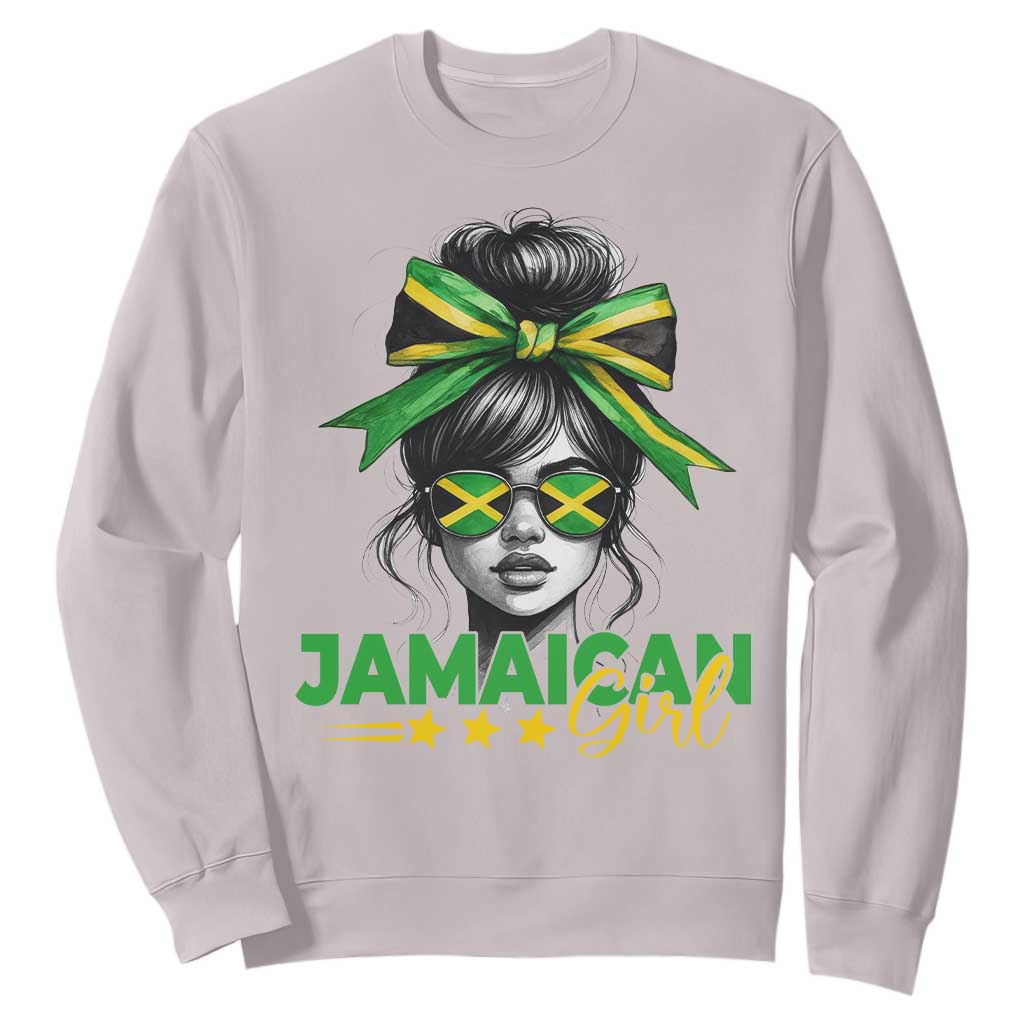 Proud Jamaican Girl Sweatshirt Jamaica Messy Bun Retro Vintage Jamaican Flag - African Pride