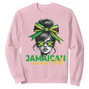 Proud Jamaican Girl Sweatshirt Jamaica Messy Bun Retro Vintage Jamaican Flag - African Pride