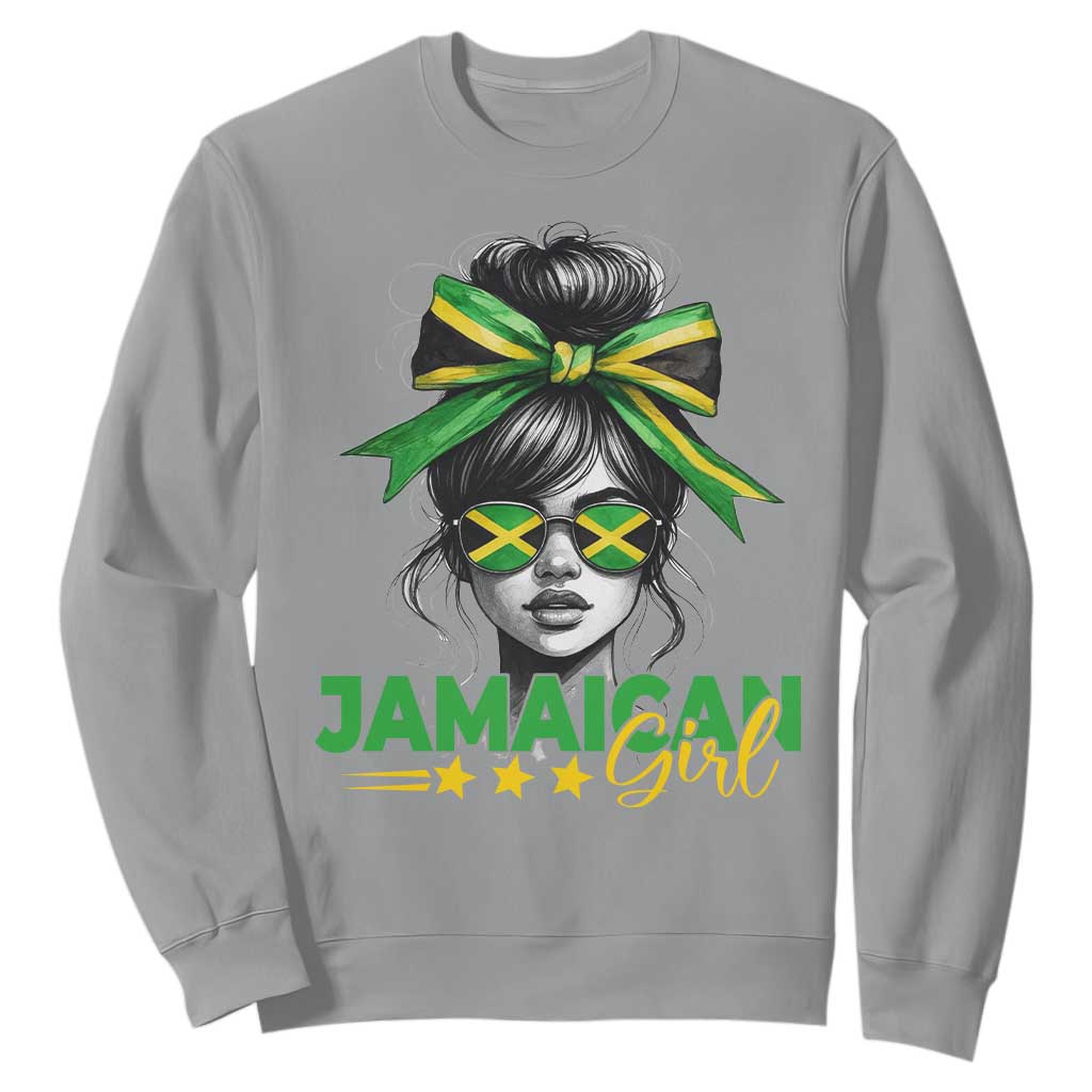 Proud Jamaican Girl Sweatshirt Jamaica Messy Bun Retro Vintage Jamaican Flag - African Pride