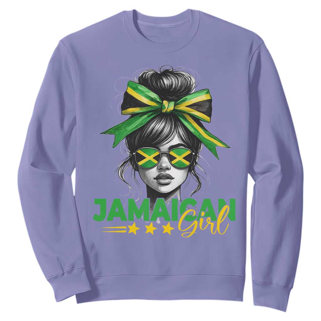 Proud Jamaican Girl Sweatshirt Jamaica Messy Bun Retro Vintage Jamaican Flag - African Pride