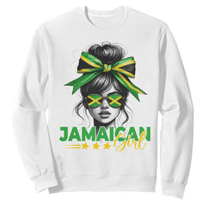 Proud Jamaican Girl Sweatshirt Jamaica Messy Bun Retro Vintage Jamaican Flag - African Pride