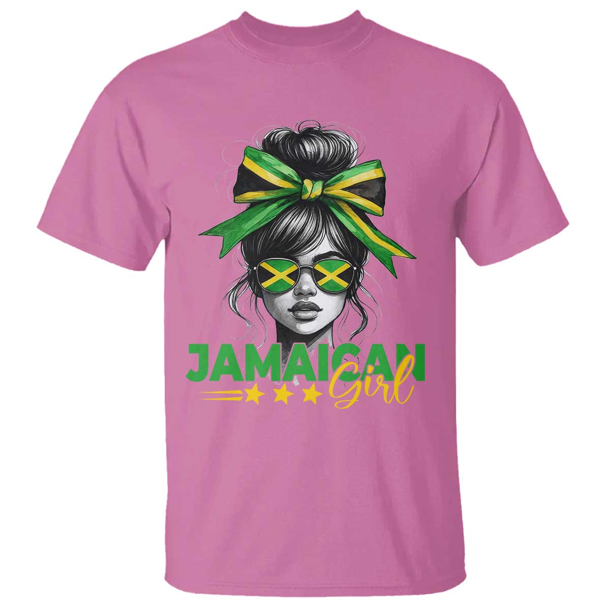 Proud Jamaican Girl T Shirt Jamaica Messy Bun Retro Vintage Jamaican Flag - African Pride