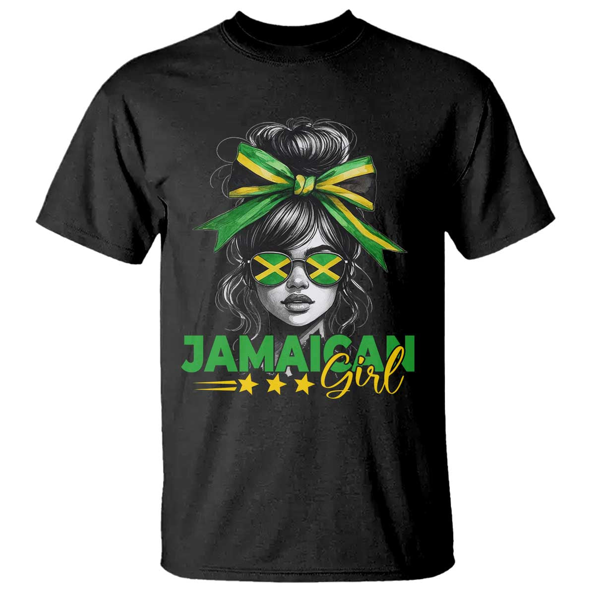 Proud Jamaican Girl T Shirt Jamaica Messy Bun Retro Vintage Jamaican Flag - African Pride