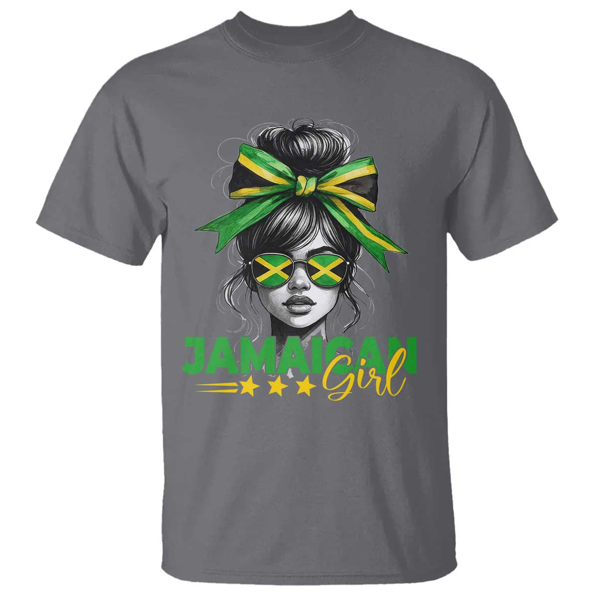 Proud Jamaican Girl T Shirt Jamaica Messy Bun Retro Vintage Jamaican Flag - African Pride