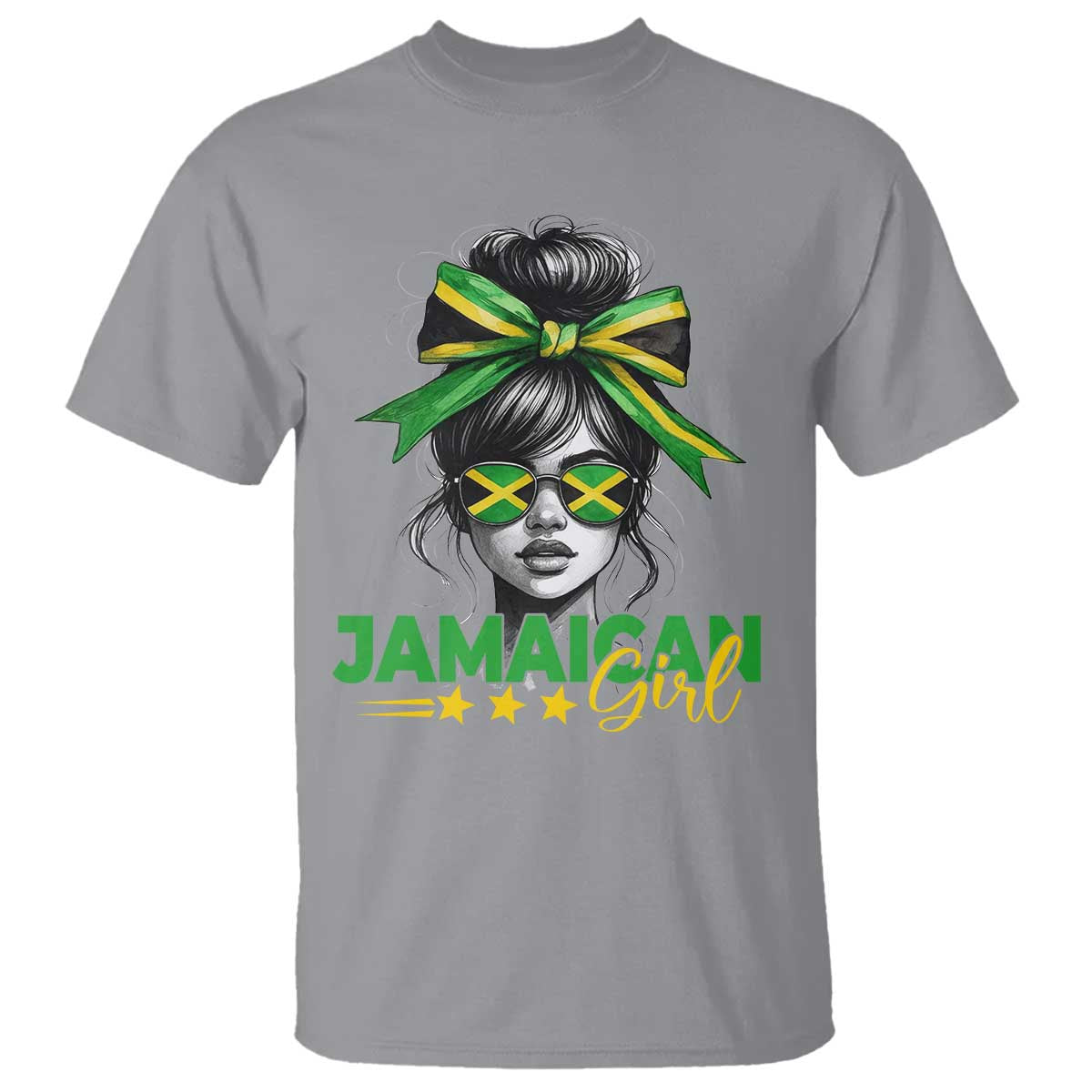 Proud Jamaican Girl T Shirt Jamaica Messy Bun Retro Vintage Jamaican Flag - African Pride
