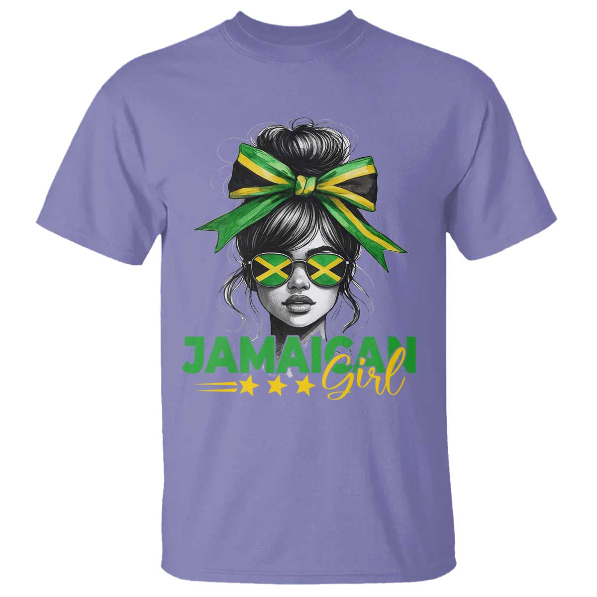 Proud Jamaican Girl T Shirt Jamaica Messy Bun Retro Vintage Jamaican Flag - African Pride