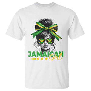 Proud Jamaican Girl T Shirt Jamaica Messy Bun Retro Vintage Jamaican Flag - African Pride