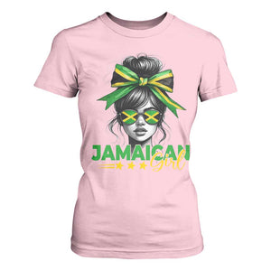Proud Jamaican Girl T Shirt For Women Jamaica Messy Bun Retro Vintage Jamaican Flag - African Pride