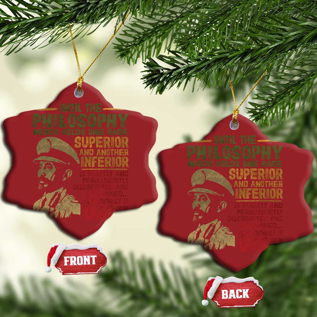 Haile Selassie Christmas Ornament War Speech Lion of Judah Rasta Jah Bless - African Pride