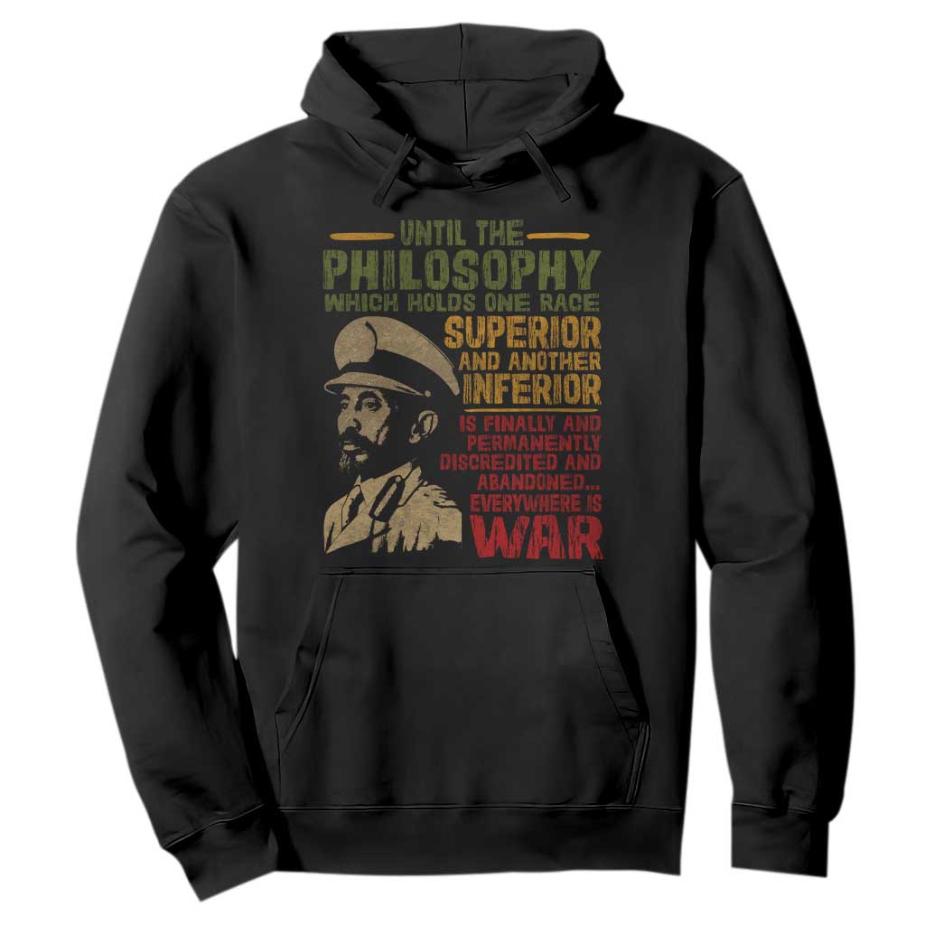 Haile Selassie Hoodie War Speech Lion of Judah Rasta Jah Bless - African Pride