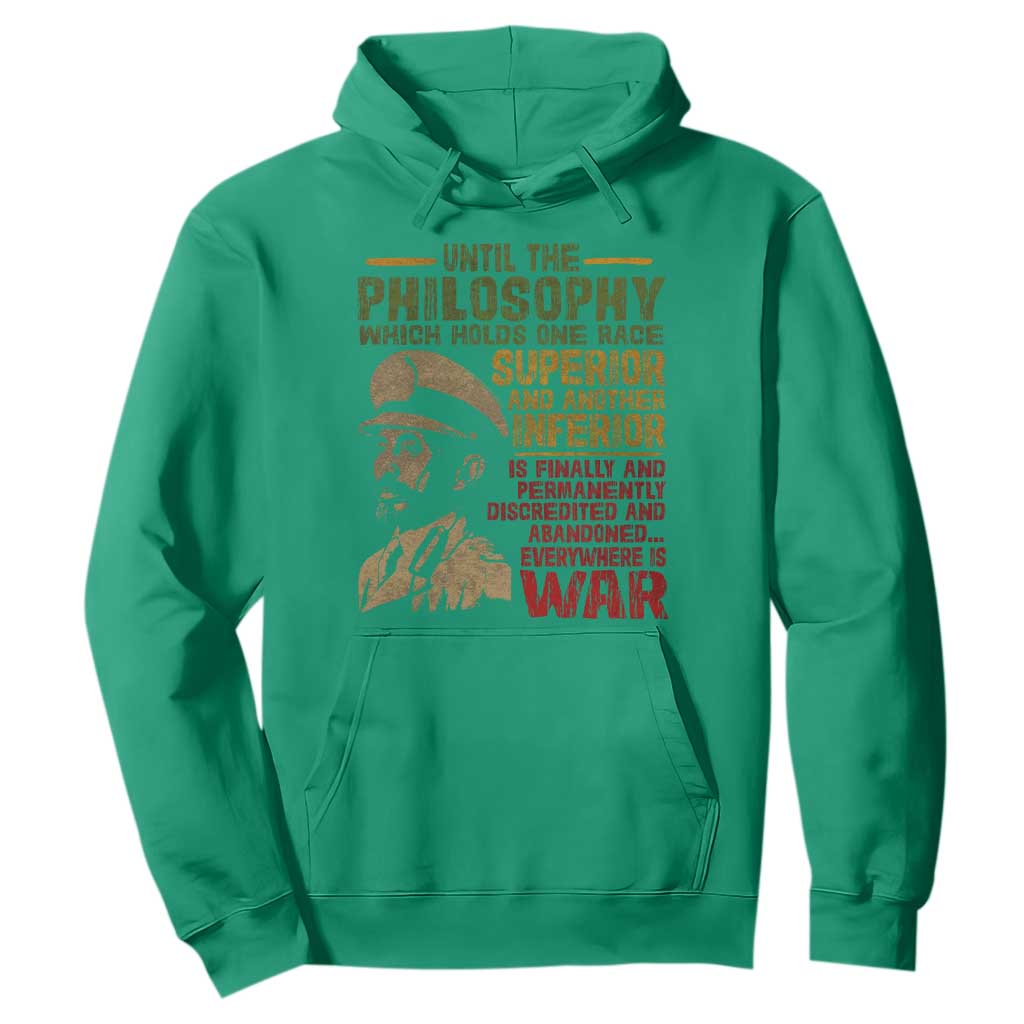 Haile Selassie Hoodie War Speech Lion of Judah Rasta Jah Bless - African Pride
