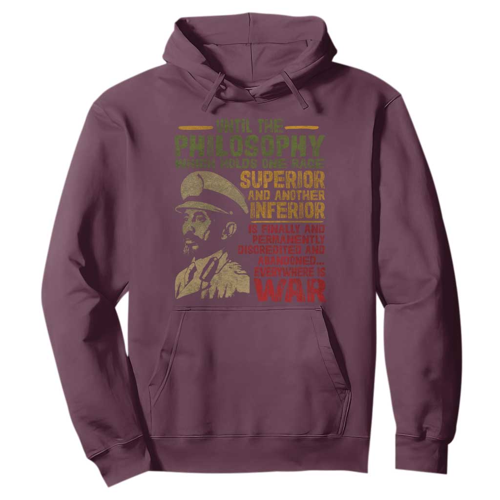 Haile Selassie Hoodie War Speech Lion of Judah Rasta Jah Bless - African Pride