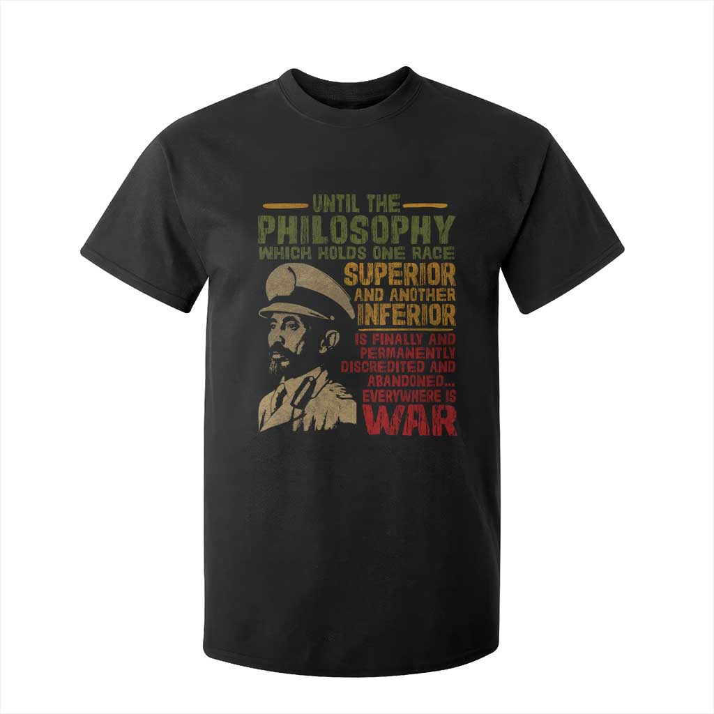 Haile Selassie T Shirt For Kid War Speech Lion of Judah Rasta Jah Bless - African Pride