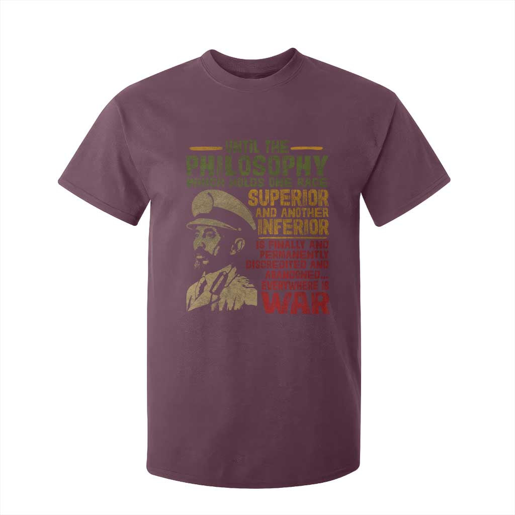 Haile Selassie T Shirt For Kid War Speech Lion of Judah Rasta Jah Bless - African Pride