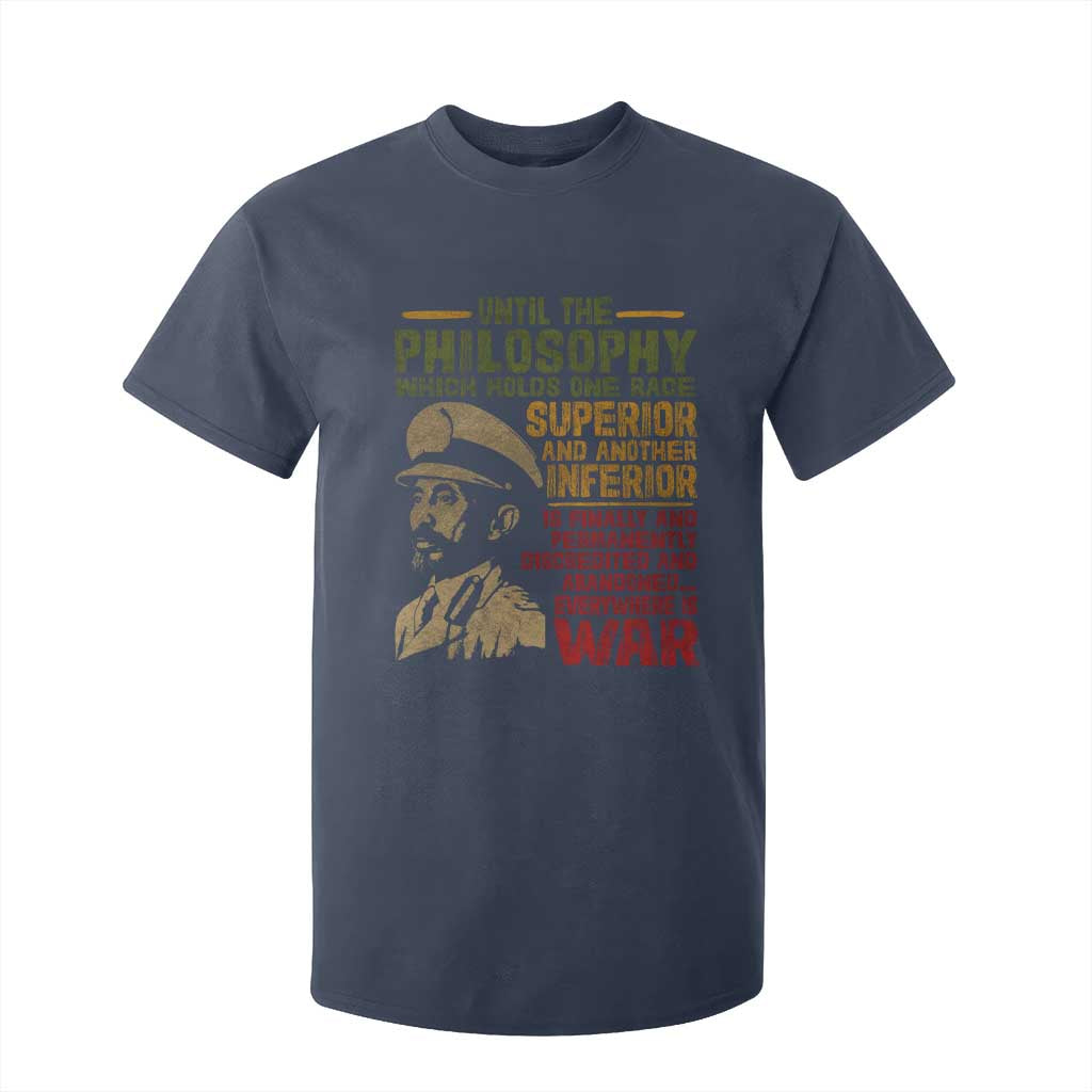 Haile Selassie T Shirt For Kid War Speech Lion of Judah Rasta Jah Bless - African Pride