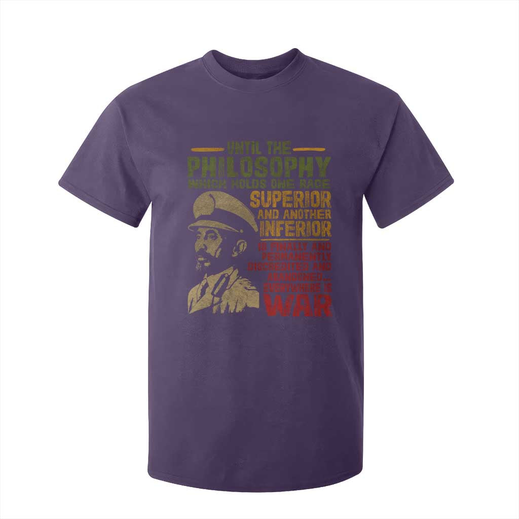 Haile Selassie T Shirt For Kid War Speech Lion of Judah Rasta Jah Bless - African Pride