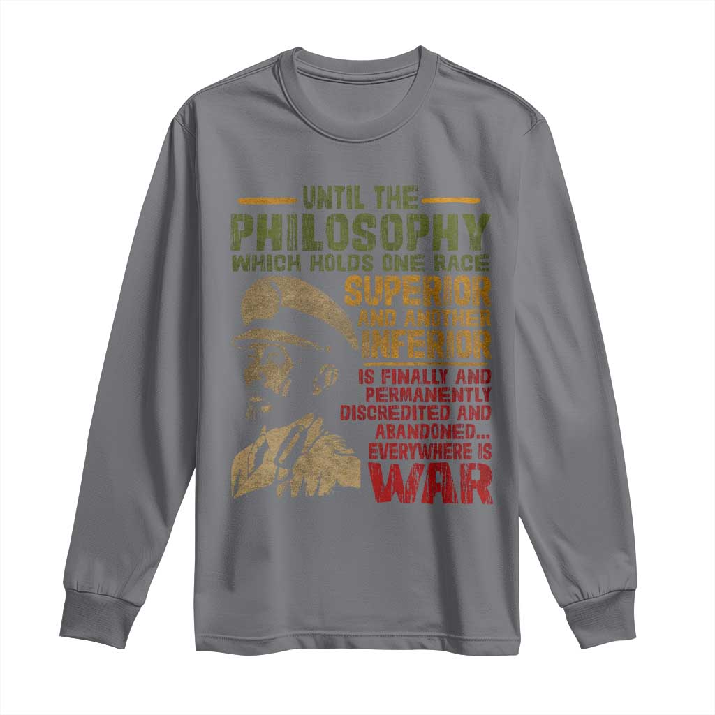 Haile Selassie Long Sleeve Shirt War Speech Lion of Judah Rasta Jah Bless - African Pride
