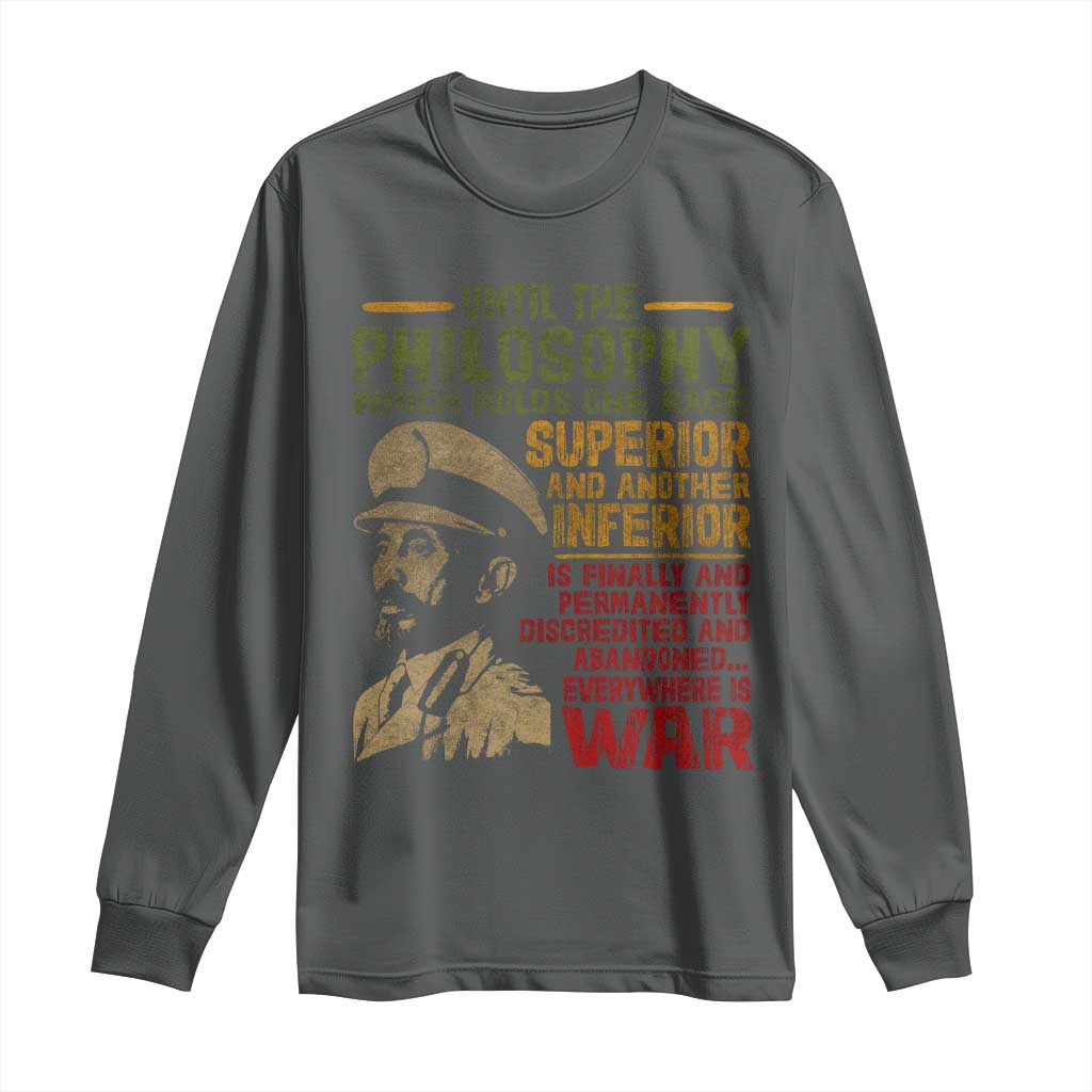 Haile Selassie Long Sleeve Shirt War Speech Lion of Judah Rasta Jah Bless - African Pride