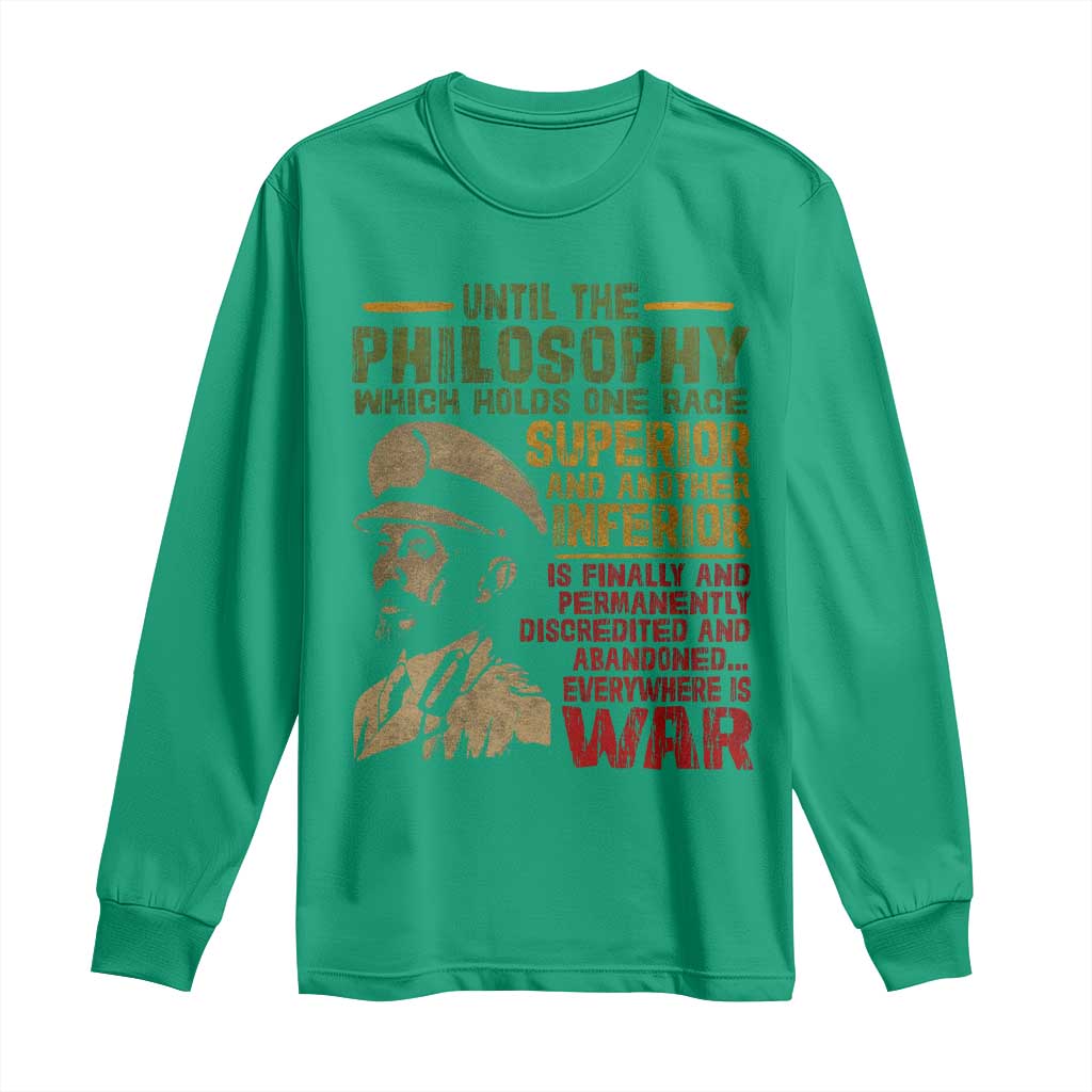 Haile Selassie Long Sleeve Shirt War Speech Lion of Judah Rasta Jah Bless - African Pride