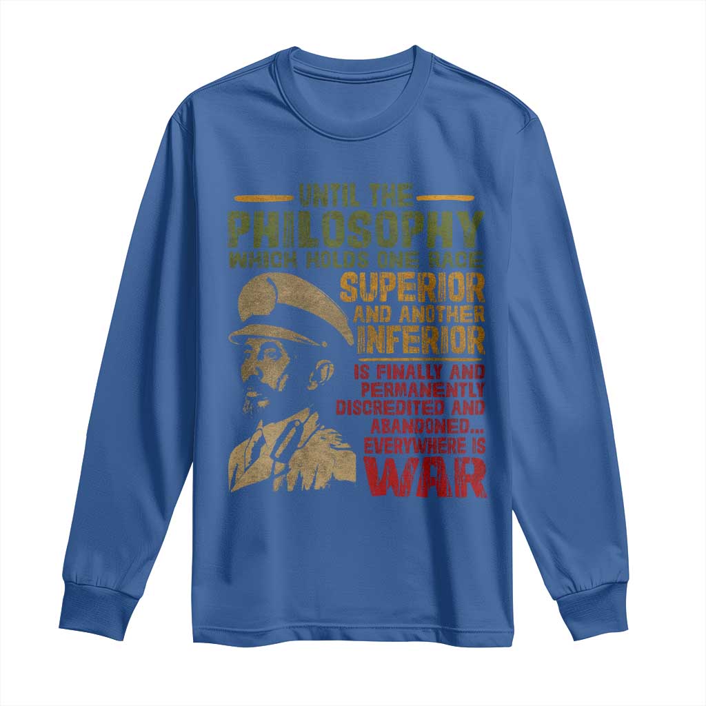Haile Selassie Long Sleeve Shirt War Speech Lion of Judah Rasta Jah Bless - African Pride