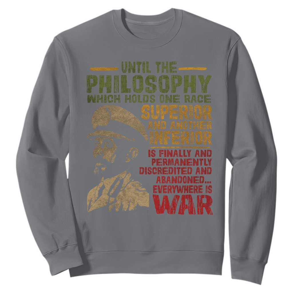 Haile Selassie Sweatshirt War Speech Lion of Judah Rasta Jah Bless - African Pride