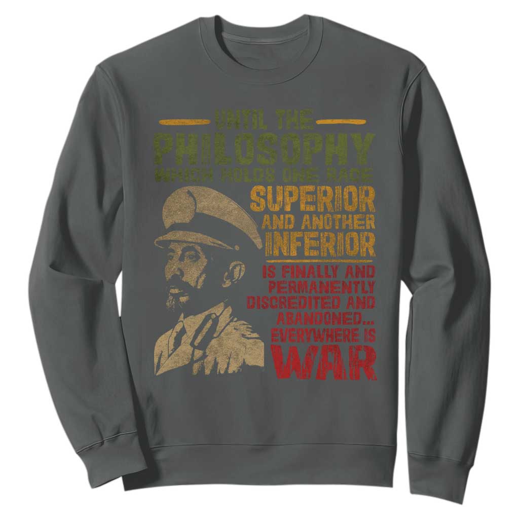Haile Selassie Sweatshirt War Speech Lion of Judah Rasta Jah Bless - African Pride