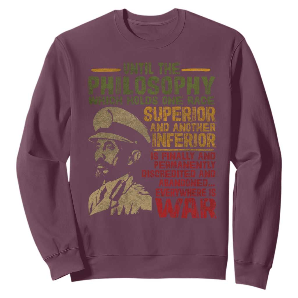 Haile Selassie Sweatshirt War Speech Lion of Judah Rasta Jah Bless - African Pride