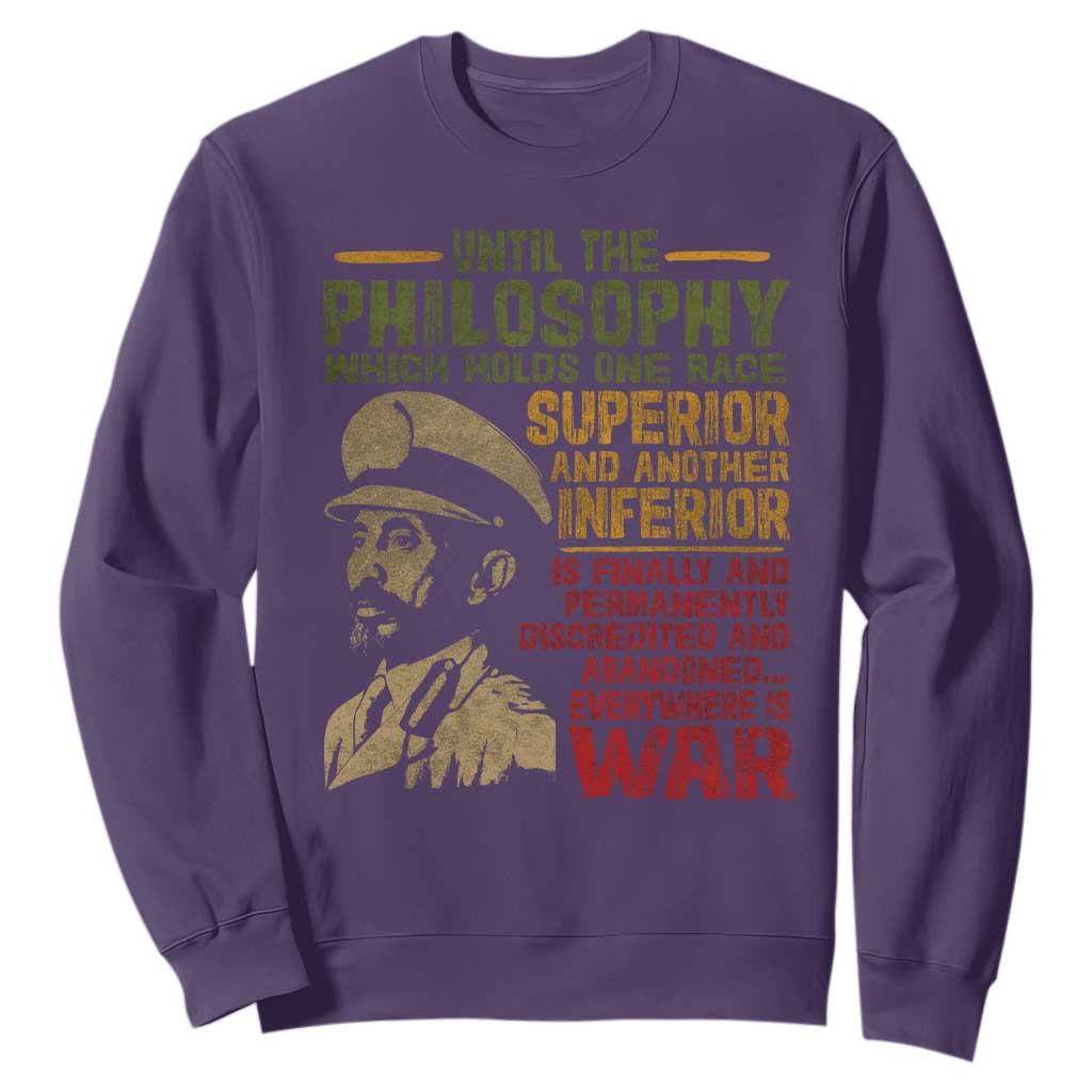 Haile Selassie Sweatshirt War Speech Lion of Judah Rasta Jah Bless - African Pride
