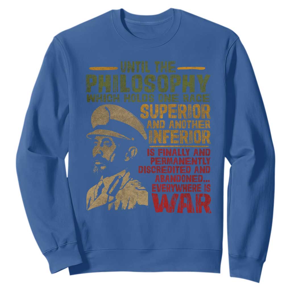 Haile Selassie Sweatshirt War Speech Lion of Judah Rasta Jah Bless - African Pride