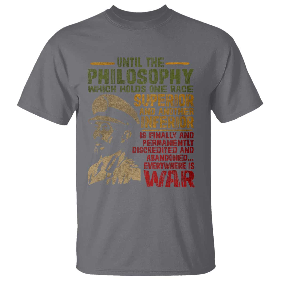 Haile Selassie T Shirt War Speech Lion of Judah Rasta Jah Bless - African Pride